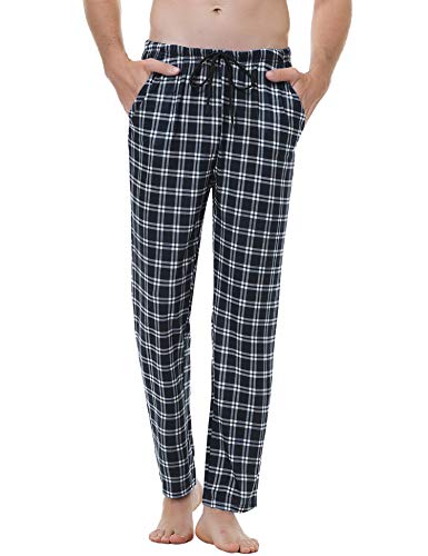 Aiboria Pantalones de Pijama Hombre Pantalón Algodón Pijama de Cuadros Largos Pantalones de Casa para Hombre Pijama Suelto de Hombre