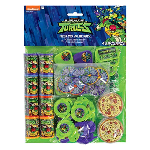 amscan- Favor Pack with Teenage Theme-48 Pcs. Turtles Paquete de regalo con temática de tortuga ninja mutante adolescente, 48 unidades, Color (11011945)