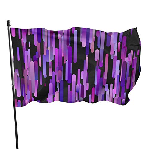 AOOEDM Bandera Decorativa Bandera de jardín 3x5 Foot Outdoor Polyester Flag, Black Pink Purple Stripe Pattern Print Vivid Color and UV Fade Resistant