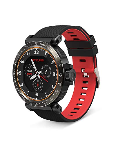 BlitzWolf Smartwatch, Reloj Inteligente IP68 Impermeable HD Pantalla Táctil Completa de 1.3 Pulgadas, Pulsera Actividad con Pulsómetro, Podómetro, Monitor de Sueño, Reloj Deportivo Hombre Mujer(Rojo)