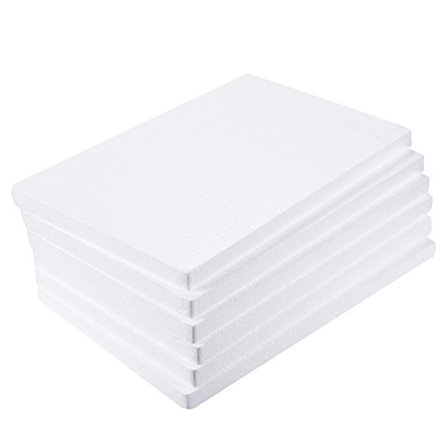 Bloques Rectangulares de Espuma de Poliestireno para Manualidades, Blanco, Paquete de 6, 43,2cm x 28 cm x 2,5 cm