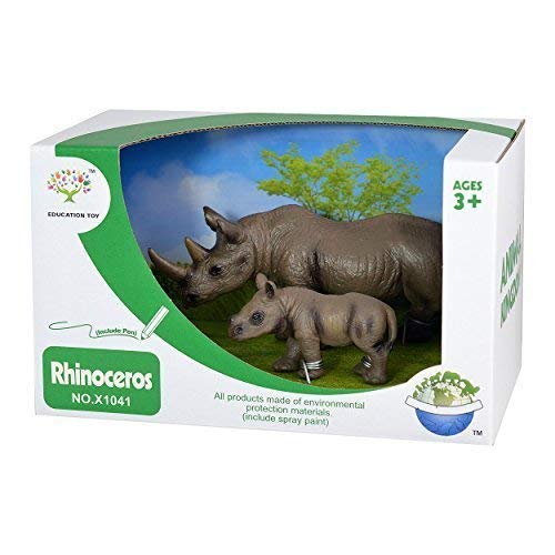 BW & H Animal Kingdom Wild Life Juego de 2 Rhino Rinoceronte Figuras de Acción Africa Safari