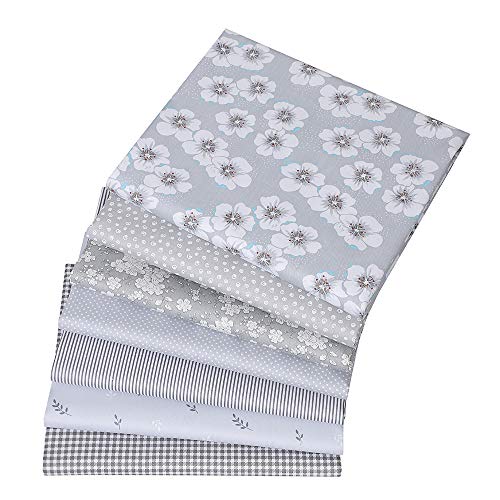 BYY - Lote de 7 piezas de tela de algodón para manualidades, 40 x 50 cm, color gris