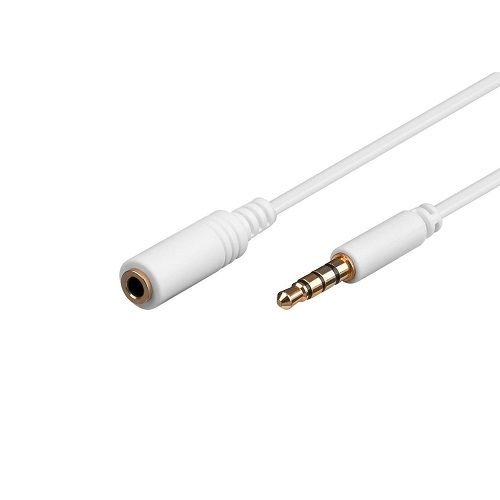 CABLEPELADO Cable alargador Jack 3.5 mm con microfono 4 Pines (2 Metros, Blanco)