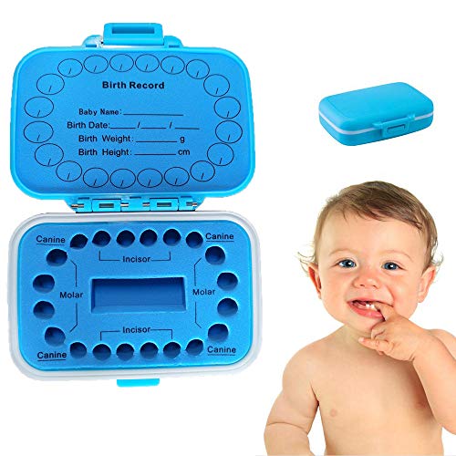 Caja para dientes infantiles, de PP/EVA, 11 x 8,3 x 3,5 cm, color azul, para dientes de leche, rectangular, para guardar los dientes de leche, para niñas y niños