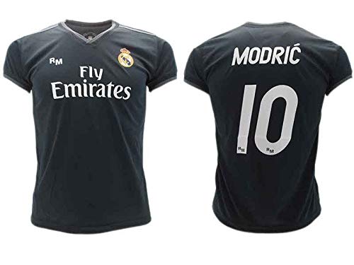 Camiseta de Fútbol Luka Modric 10 Real Madrid 2ª Equipación Negra Temporada 2018-2019 Replica Oficial con Licencia Blister - Todos Los Tamaños NIÑO y Adulto (4 AÑOS)