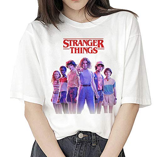 Camiseta Stranger Things Niña, Camiseta Stranger Things Mujer, Impresión T-Shirt Abecedario Camiseta Stranger Things Temporada 3 Camisa de Verano Regalo Camisetas y Tops (15,S)