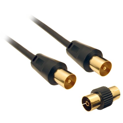 CDL Micro - Cable coaxial (Conectores Macho Dorados, Incluye Adaptador Hembra a Hembra, 10 m), Color Negro (Importado)