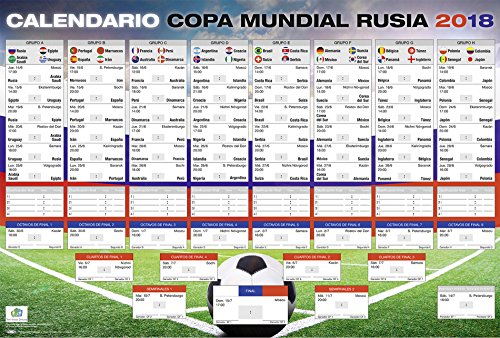 Close Up Póster XL | Calendario de la Copa Mundial de Fútbol 2018 en Rusia | con Todos los Grupos y Juegos | 68,5 x 101,5 cm