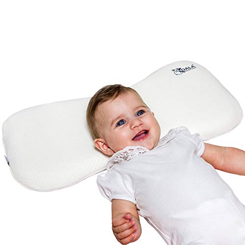 Cojín Ortopédico para bebe 0-36 Meses Plagiocefalia desenfundable por la cama (con dos cobertores) para prevenir y curar la Cabeza plana in Memory Foam - KoalaBabycare® - Blanco - Maxi