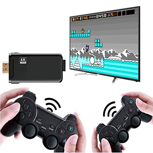 Consola de Juegos Retro, Consola de Juegos clásica incorporada 10000 con Tarjeta de 64 g / 2 joysticks Consola de Reproductor de Juegos portátil inalámbrica para TV Familiar 4K HDMI