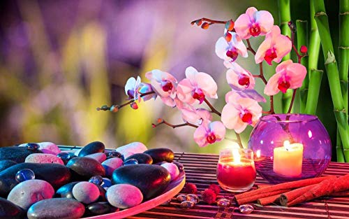 CZYSKY Rompecabezas 1500 Piezas Piedras Velas Rosas Orquídeas Toallas Bambú, Regalos del Día De La Madre para La Esposa