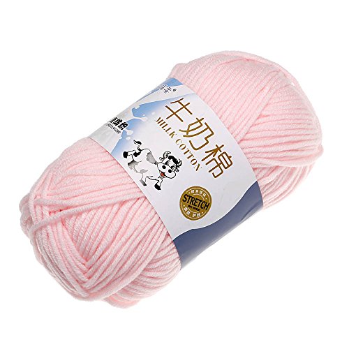 DDU - Ovillo de lana para tejer y ganchillo, algodón suave, color rosa claro