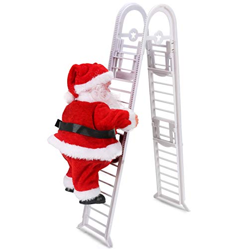 Escalera de escalada de Papá Noel, decoraciones navideñas Juguete eléctrico de la Que Sube de Papá Noel,Campanas Musicales eléctricas Escalera de Escalada Juguete de Papá Noel, Juguete de estatuilla