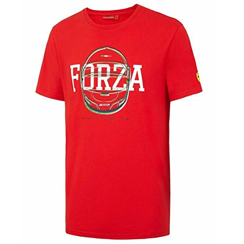 Ferrari Formula 1 Motorsports - Camiseta gráfica con diseño de casco y la palabra «Forza», color rojo - Rojo - Large