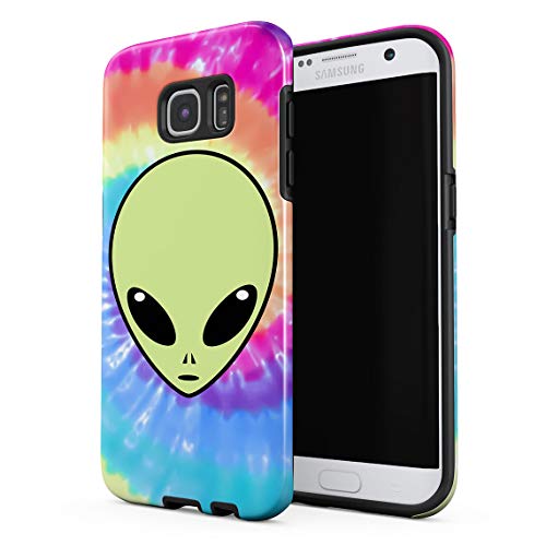 Funda Para Samsung Galaxy S7 Edge Psychedelic Alien Emoji Outer Space Tye Dye Trippy Tumblr, Resistente a los Golpes, Carcasa Dura de PC de 2 Capas + Funda Protectora de Diseño Híbrido de TPU