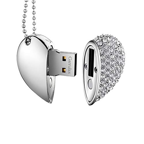 Garrulax Memoria USB, Pendive USB 2.0, Premium Impermeable Heart Diamantes 8GB / 16GB / 32GB / 64GB Alta Velocidad Pen Drive Memory Stick Flash Drive Memorias