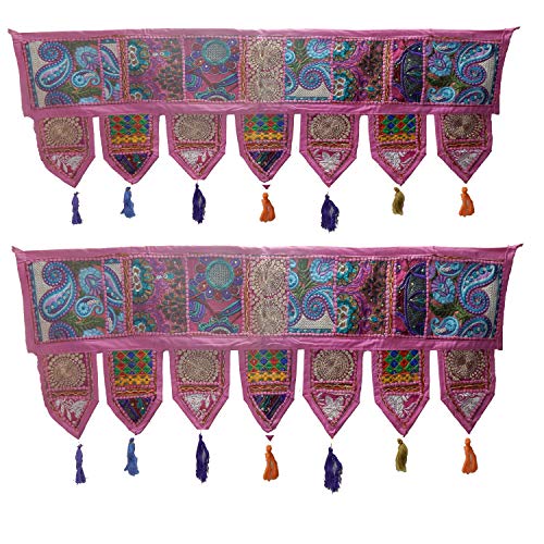 Handicrafts Indian - Juego de parches bordados hechos a mano para colgar en la pared, diseño vintage de Sari antiguo para colgar en la pared