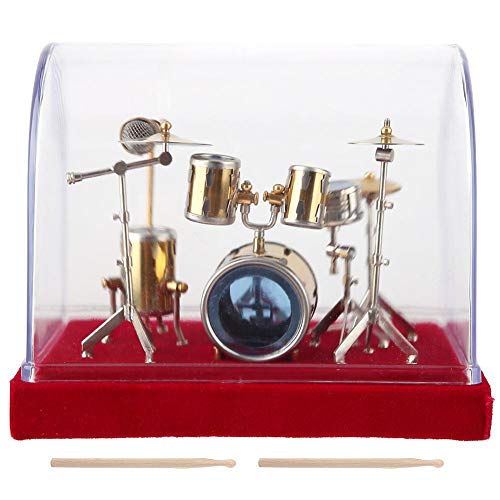 Hztyyier Metal Desktop Drum 3D Model Set Miniatura Instrumento Musical Tambor Decoración Pantalla Mini Craft para Adornos para el hogar(14cm)