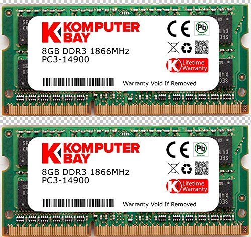 Komputerbay 16GB Dual Channel Kit 2x 8GB 204pin DDR3-1866 SO-DIMM 1866 / 14900S (1866MHz, CL13) para Apple iMac 275K (finales de 2015)