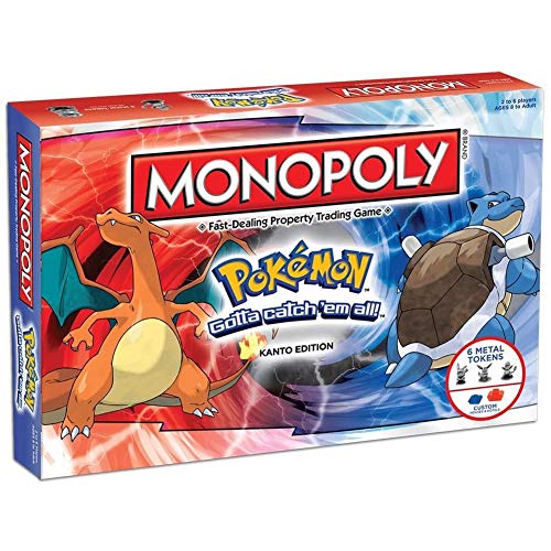 KTops Monopoly Pokemon Juego de Cartas Juego de Mesa, Pokemon Monopoly Familia Juego de Mesa para Las Edades de 8 y para Arriba, 2-6 Player (Versión Clásica)
