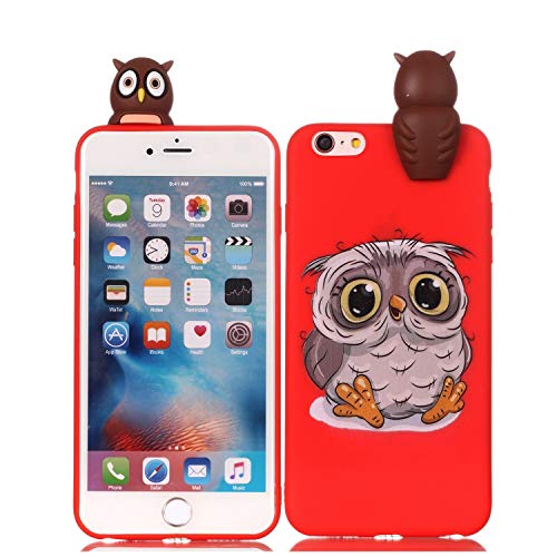 LAXIN Cute owl Case for iPhone 6 Plus / 6s Plus,Soft 3D Silicone Case,Cute Fruit Rubber Cover,Cool Kawaii Cartoon Gel Cover for Kids Girls Boys Men Woman Fun Soft Silicone Shell
