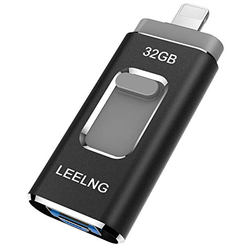 LEELNG Pendrive para iPhone Memoria USB 32GB y iPad Android Computadoras Laptops Flash Drive Expansión (Negro)