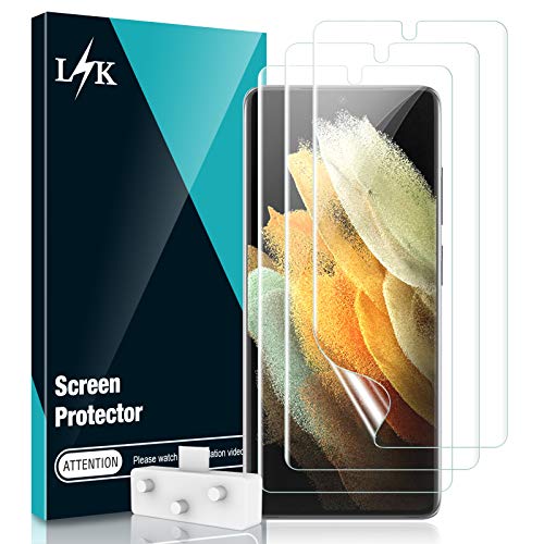 LϟK 3 Pack Protector de Pantalla para Samsung Galaxy S21 Ultra 5G 6.8 Pulgada - HD Película de TPU Transparente Sin Burbujas Instalación Posicionador Fácil de Instalar Huella Digital Ultrasónica