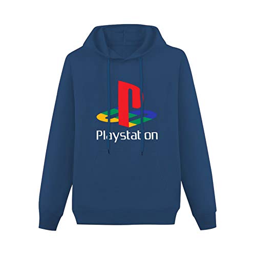 Long Sleeve Hooded Sweatshirt Playstation Logo Cotton Blend Hoody Navy L