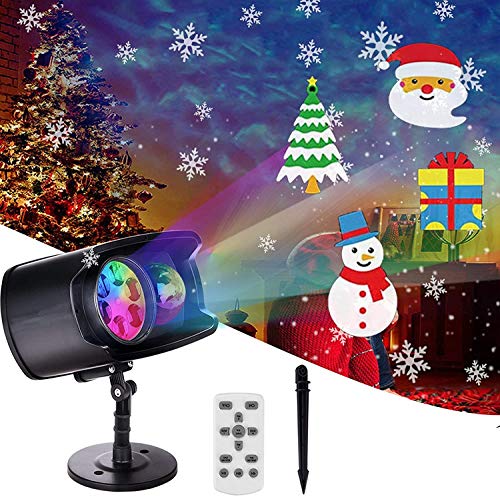 Luces Proyector de Navidad, AETKFO Proyector LED Navidad Lámpara de Proyección Interior y Exterior,Copo de Nieve,con 9 Formas y 13 Colores,Impermeable,con Control Remoto, Halloween,Decoración