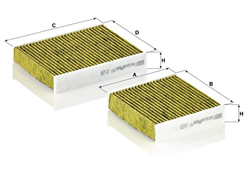 MANN-FILTER Filtro de habitáculo FP 21 000-2, Filtro de polen biofuncional FreciousPlus (set de 2), para automóviles