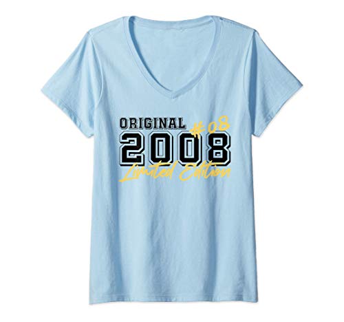 Mujer 13 años cumpleaños niño Vintage regalo Vintage 2008 Camiseta Cuello V
