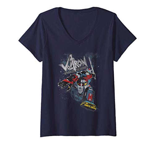 Mujer Voltron: Retro Defender Battle Stance Space Camiseta Cuello V