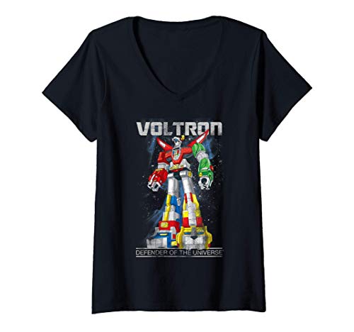 Mujer Voltron: Retro Defender Space Distressed Camiseta Cuello V