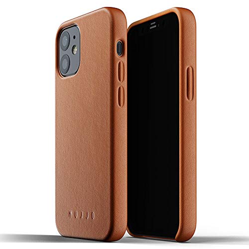 Mujjo Funda de Piel Lisa para iPhone 12 Marrón Claro