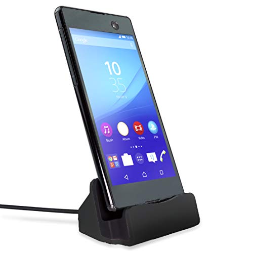 MyGadget Micro USB Docking Station para teléfono Android con Cable 1m y Soporte - Estación Base de Carga para ejm. Samsung Galaxy S7, S6, HTC - Negro