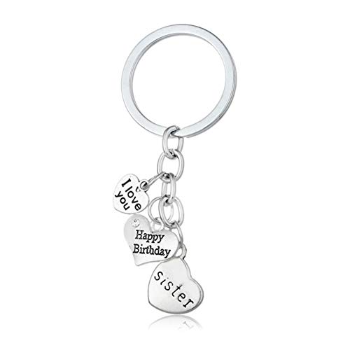 N/ A Crystal Love Heart Sister   Keychain Family Keyring Happy Birthday Key Chain Ring Women Girl Jewelry Gifts Friends Key Holder