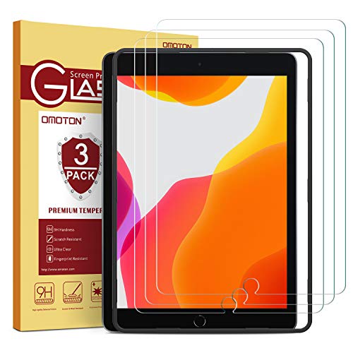 OMOTON Protector Pantalla iPad 8.ª/ 7.ª generación, 10.2 Pulgadas, Cristal Templado iPad 8 2020 / iPad 7 2019 / iPad Air 3 / iPad Pro 10.5, Dureza 9H, Sin-Burbujas, 3 Pack