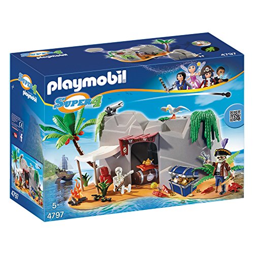 PLAYMOBIL Super 4 Pirate Cave Juego de construcción - Juguetes de construcción (Juego de construcción, Multicolor, 5 año(s), Niño)