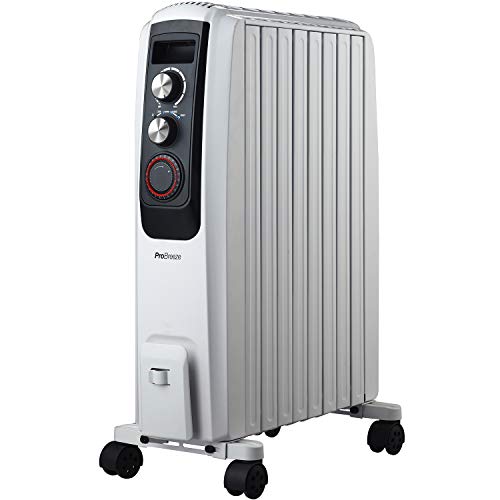 Pro Breeze Radiador de Aceite 2000W - 8 Elementos, 3 Configuraciones de Calor, Temporizador y Termostato