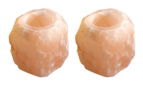 Salz Centrale Rock Small - Juego de 2 portavelas, cada uno 600-800 g, a mano, sal cristalina del Himalaya