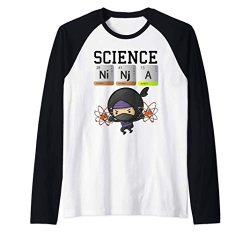 Science Ninja. Regalo de elementos de química para Nerds Camiseta Manga Raglan