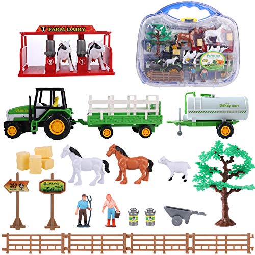 SHANNA Juguetes de Granja para Niños, Juguetes de Granja, Figuras, Animales, Cercas, Tractores y Accesorios para Regalos de Niños (Juguete de Granja A)