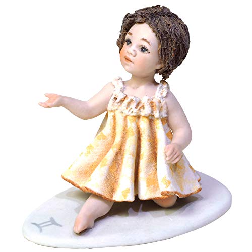 Sibania – Estatua de porcelana gemelos Mini – Signo Zodiacal – Elegante decoración artesanal manufactura clásica Vicentina – Fabricado en Italia