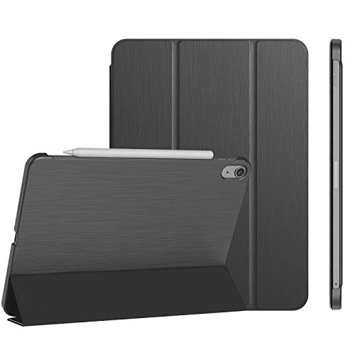 Soke Funda para iPad Air 4 de 10,9 pulgadas 2020, textura cepillada única, ultrafina, soporte trifold ligero con parte trasera dura, soporta carga iPencil de 2ª generación, color gris