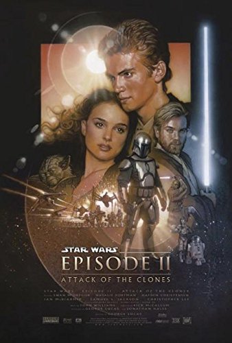 Star Wars Póster Episode II - Attack of The Clones/Episodio II - El Ataque de los Clones (68,5cm x 101,5cm) + 2 Marcos Negros para póster con suspención
