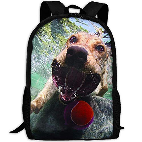 TTmom Zaini/Zaino Casual,Borse a Zainetto, The Dog Is Playing The Ball In The Water Print Custom Casual School Bag Backpack Multipurpose Travel Daypack