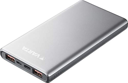 Varta Power Bank Fast Energy 15000mmAh, Inc. Cable de Carga (1x Micro USB + 1x USB Tipo C PD 5V3.0A, 9V/2A, 12V/1.5A, Entrada, 1x USB Tipo C + 2X Salidas QC 3.0 5V/3.0A, 9V/2.0A, 12V/1.5A)