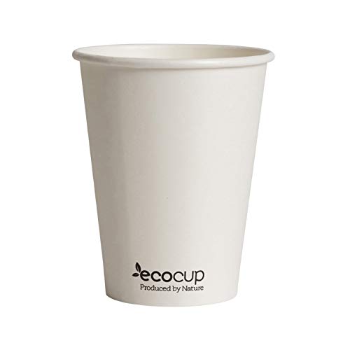Vasos de Café Desechables, Biodegradables y Compostables- 50Uds 400ml/ 12oz -Materiales 100% Ecológicos: Cartón con Certificado FSC®, Revestimiento de Bioplástico PLA Ingeo™. Blanco