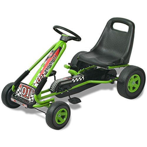 vidaXL Kart Pedales Ajustable Niños Verde Coche Cart Go-Kart Juguete Infantil